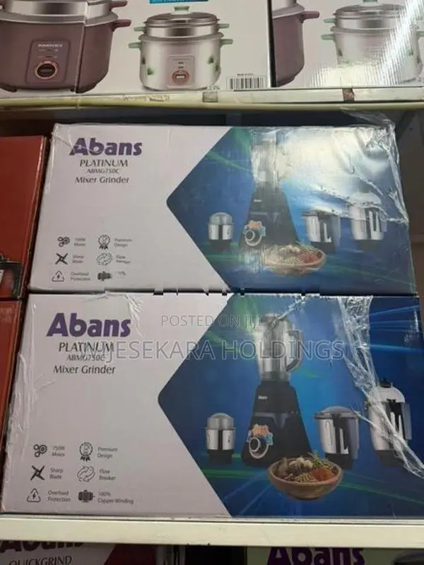 Abans 4 In 1 Mixer Grinder 750W Platinum Matt Black