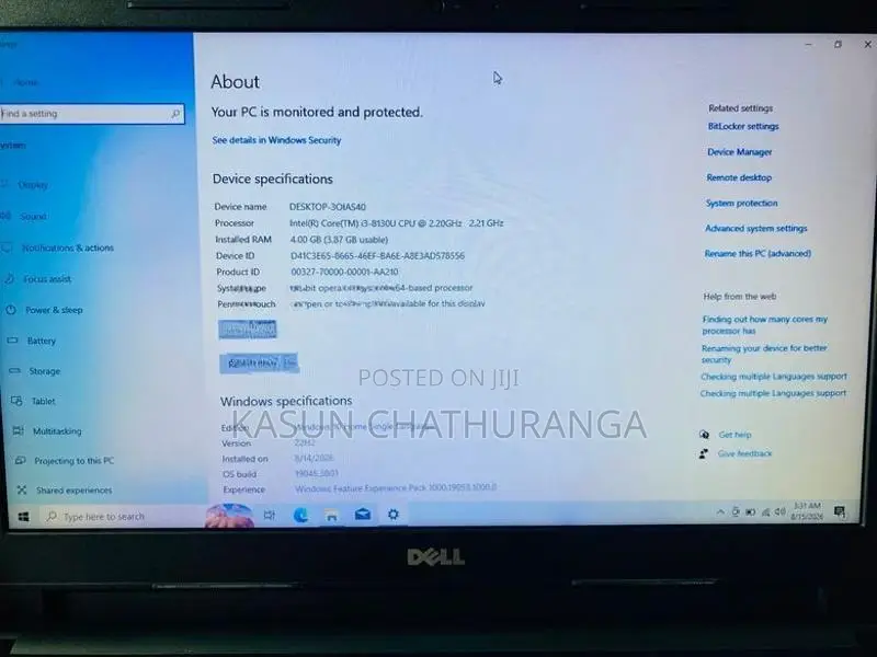 DELL Inspiron Core i3 8th Gen 4GB RAM 1TB HDD