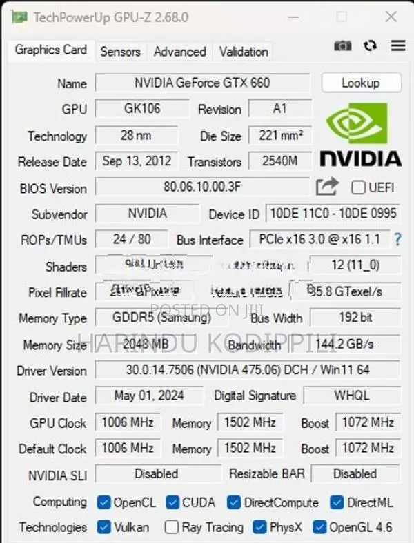 Galax KFA2 GTX 660 OC 2GB