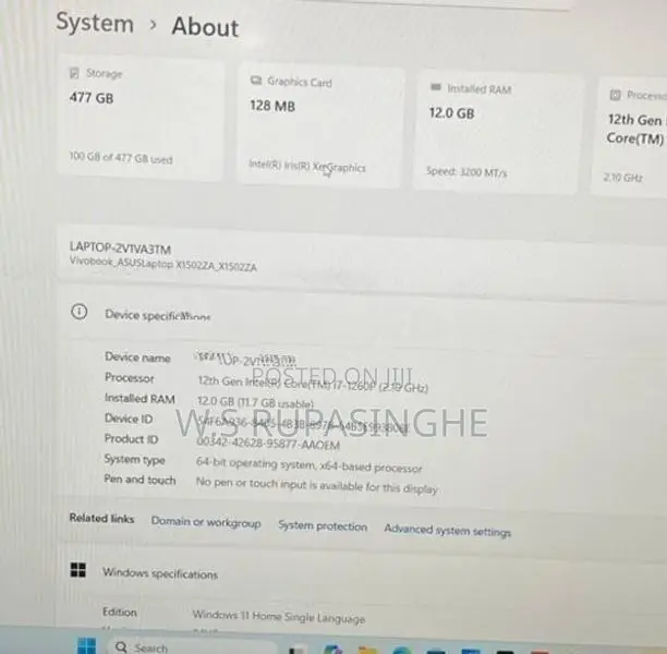 Asus i7 12th GEN Laptop