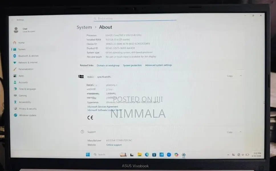 Asus Vivobook 15 – Core 5 120U|16GB RAM |512GB SSD