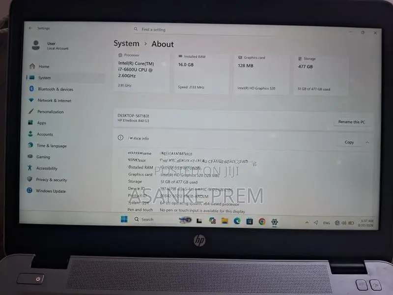 Hp i7 laptop 16GB RAM