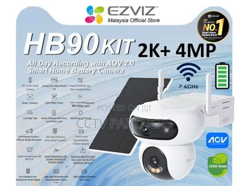 EZVIZ HB90X Dual 4G Solar Battery AOV + Wi-Fi CCTV Camera