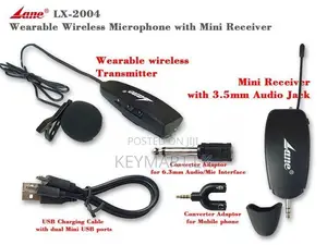 LANE Rechargeable UHF Wireless Collar Microphone (LX-2004)