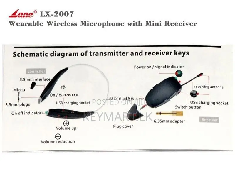 LANE Rechargeable UHF Wireless Neck Microphone (LX-2007)