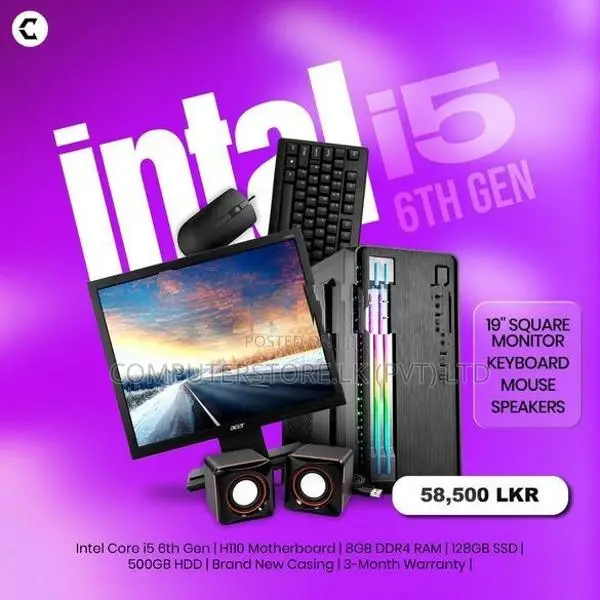 INTEL CORE I5 6TH GEN DDR4 8GB RAM 128GB SSD & 500 HDD FULL SET 19"