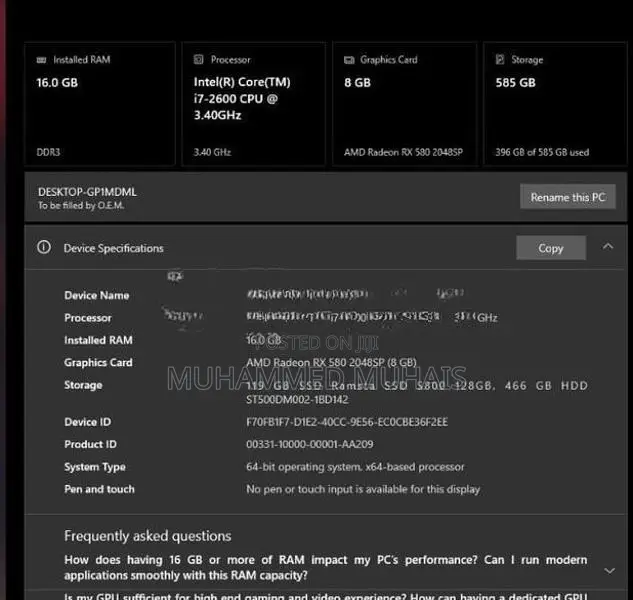 Intel i7 2th Gen PC