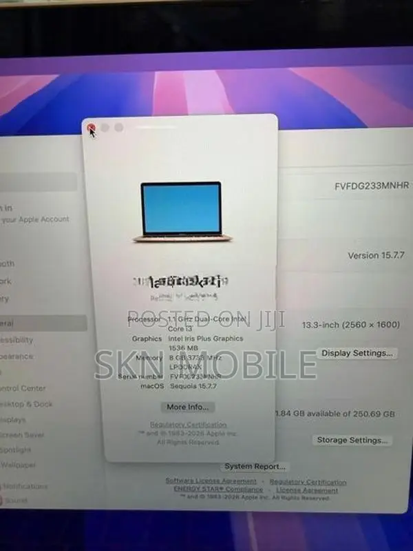 Apple MacBook Air i3 8GB 256GB 13”
