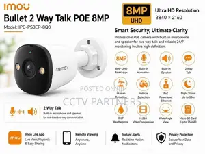 IMOU Bullet PoE 8MP 4K CCTV camera Micro SD Card recording IPC-PS3EP-8