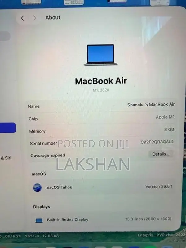 Apple MacBook Air M1 2020 8GB Ram 256GB SSD Box With Charger