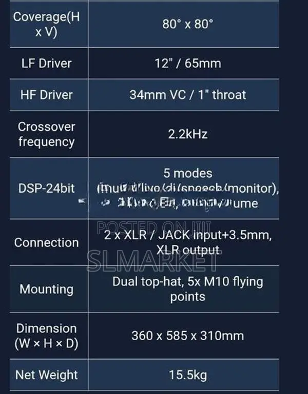 Studiomaster Vortex 12A Active Speaker
