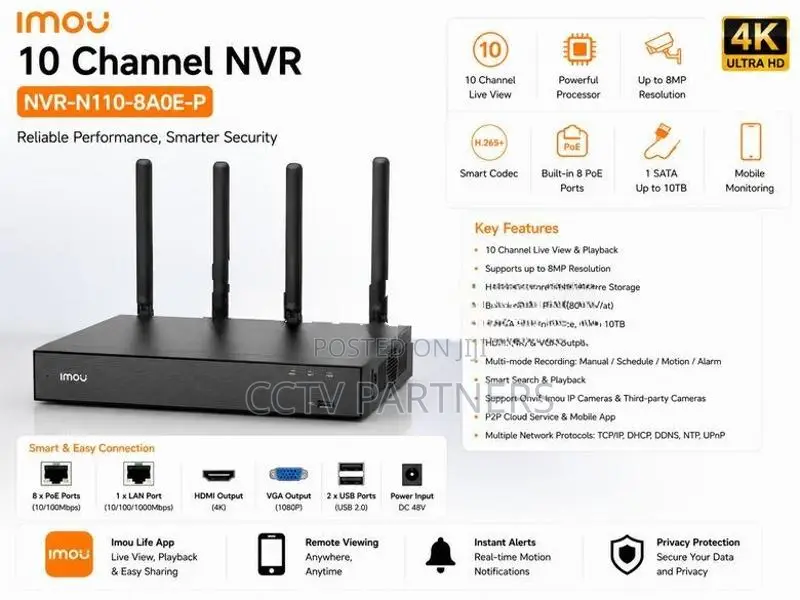 IMOU 3MP 2K 4-Camera PoE IP 360 rotate colorvu CCTV Package