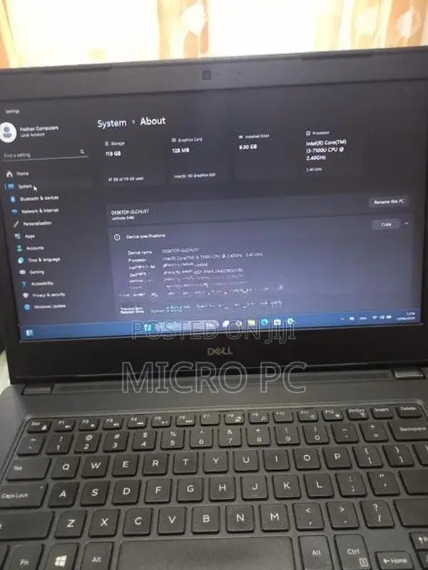 Dell I3 7th Gen 8GB Ram 128GB SSD Win 11 Laptop