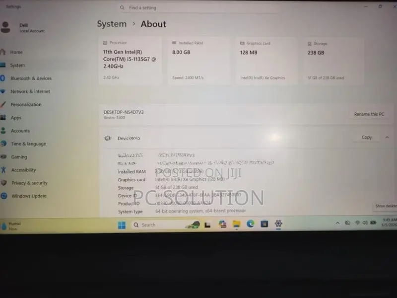 DELL Vostro Core i5 11Th Gen NVMe 8GB Laptop