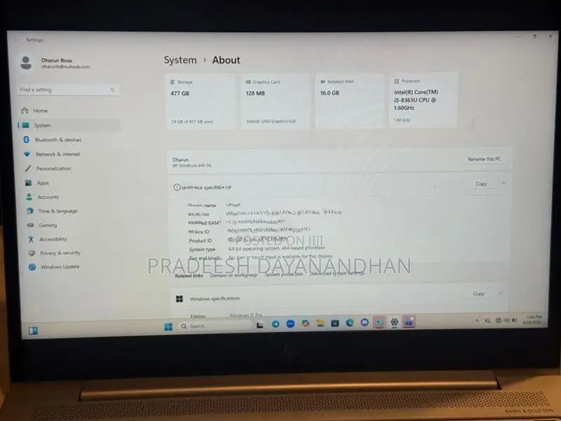 HP Intel Core i5 Laptop 16GB Ram 512GB SSD