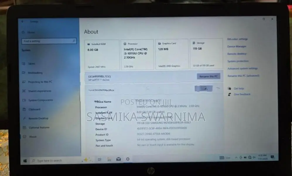 Hp I3 10 Gen for Parts