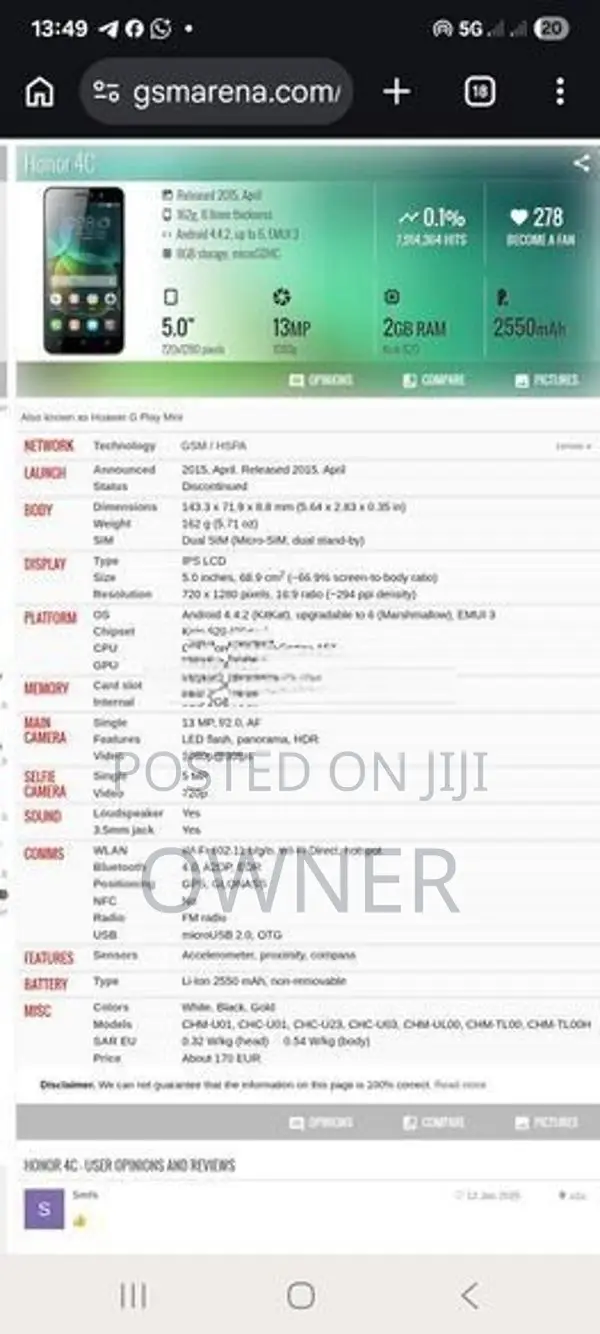 Huawei Honor 4C 128GB (Used)