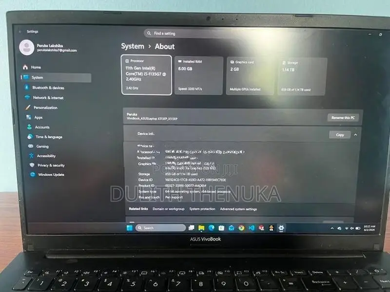 ASUS Vivobook Core i5 11th Gen 256GB NVMe 1TB HDD 8GB RAM Laptops