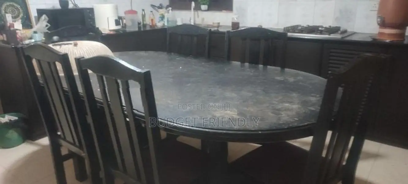 6-Seater Kitchen Table Set – Black Finish