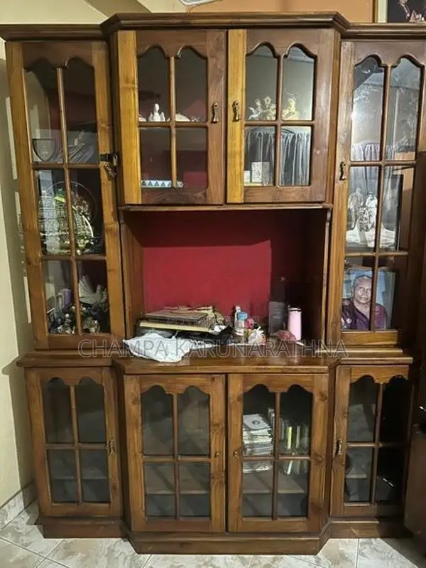 Teak TV Stand with Setup Cupboard