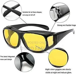 2pcs HD Vision Night Driving Glasses - Anti Glare Yellow Black