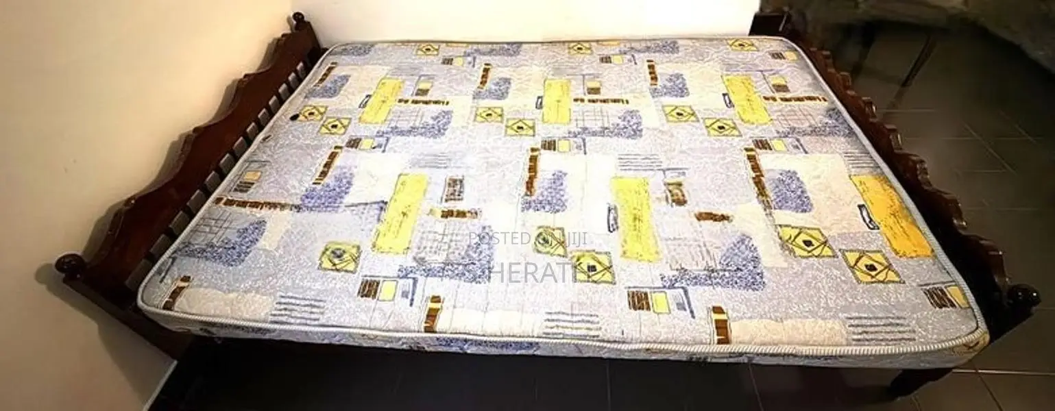 Wooden Double Bed with Mattress