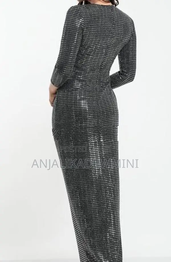 Midnight Gloss Sequins Detailed Side Slitted Maxi Dress