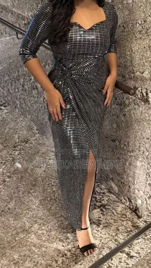 Midnight Gloss Sequins Detailed Side Slitted Maxi Dress