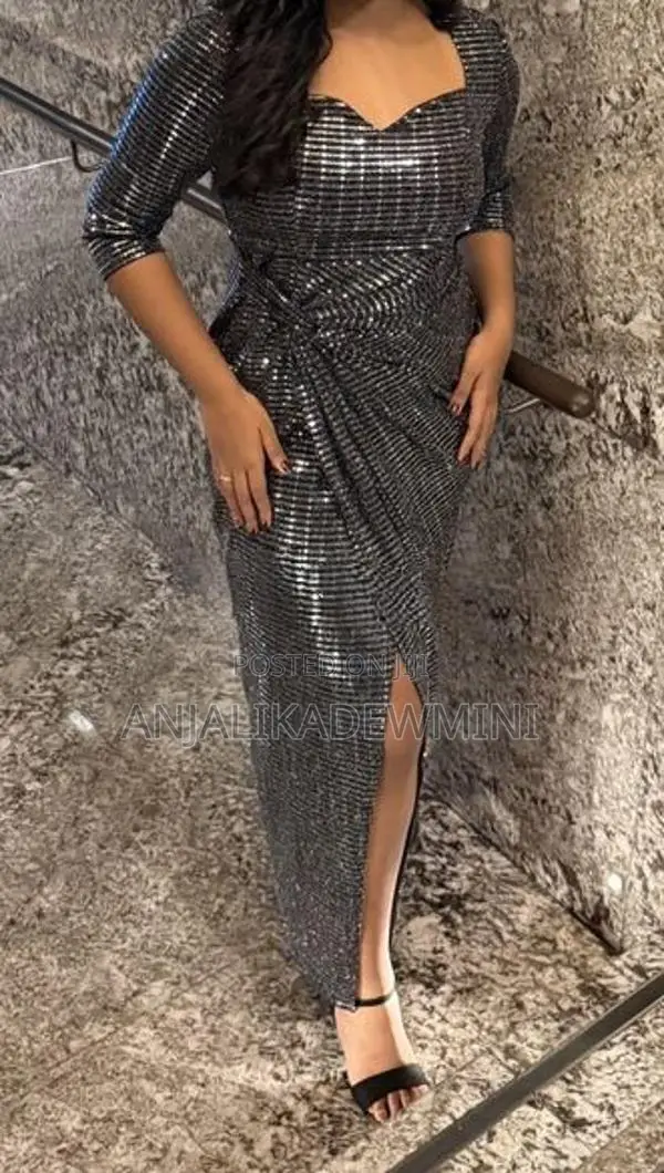 Midnight Gloss Sequins Detailed Side Slitted Maxi Dress
