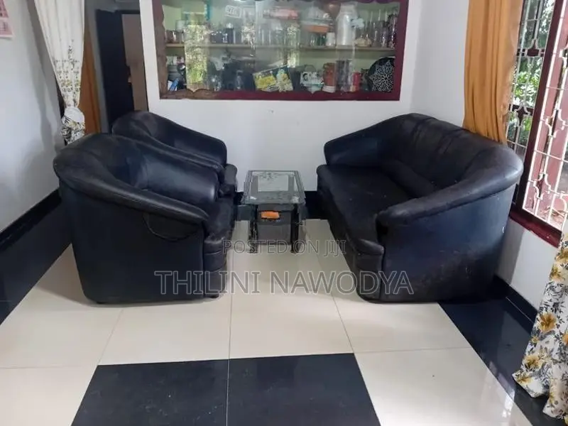 Leather Sofa Set 3+1+1+ Glass Coffee Table