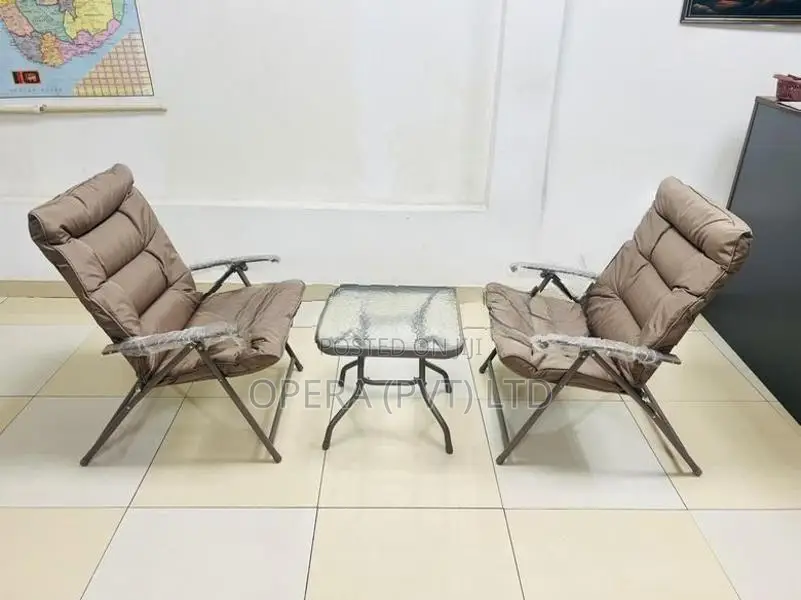 Foldable Recliner Chair with Glass Table