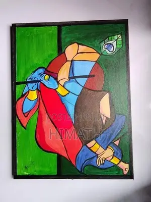 Vibrant Handmade Lord Krishna Canvas Painting |-Unique Acrylic Wall Ar