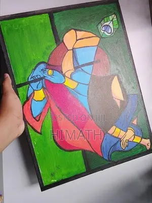Vibrant Handmade Lord Krishna Canvas Painting |-Unique Acrylic Wall Ar