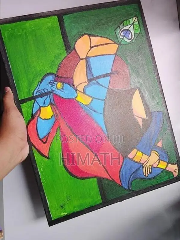 Vibrant Handmade Lord Krishna Canvas Painting |-Unique Acrylic Wall Ar