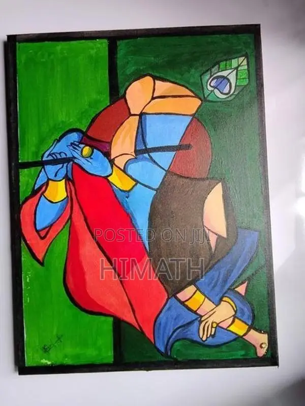 Vibrant Handmade Lord Krishna Canvas Painting |-Unique Acrylic Wall Ar