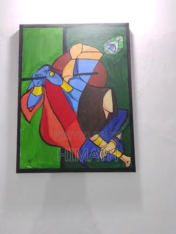 Vibrant Handmade Lord Krishna Canvas Painting |-Unique Acrylic Wall Ar
