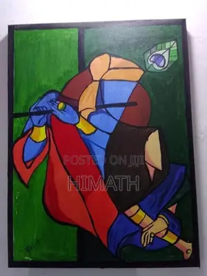 Vibrant Handmade Lord Krishna Canvas Painting |-Unique Acrylic Wall Ar