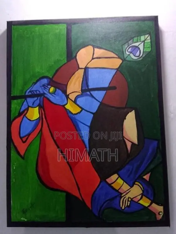 Vibrant Handmade Lord Krishna Canvas Painting |-Unique Acrylic Wall Ar