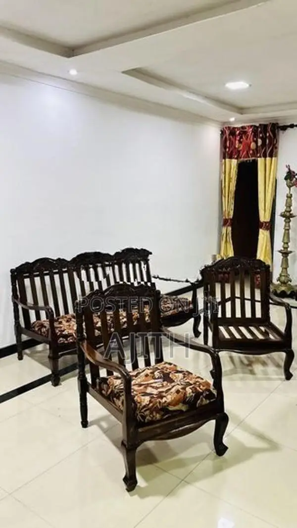 Teak Wood Sofa Set - 3 Seater 2 Single Chairs