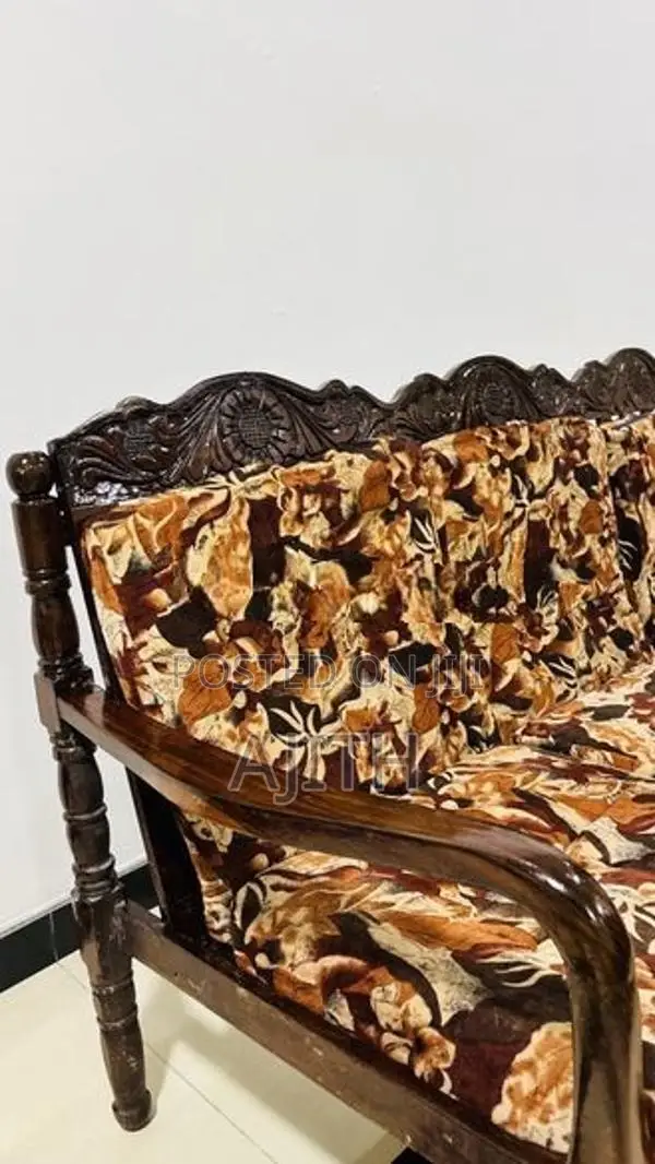 Teak Wood Sofa Set - 3 Seater 2 Single Chairs