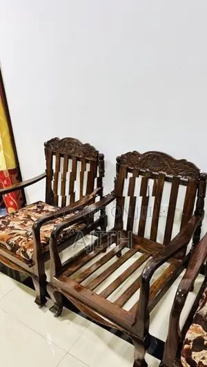 Teak Wood Sofa Set - 3 Seater 2 Single Chairs