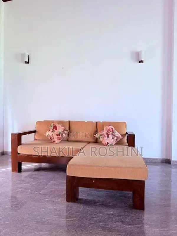 Wooden L-Shape Corner Sofa Set