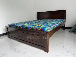 New 72x60 Teak Box Bed With Arpico Hybrid Mattress (Kk5)