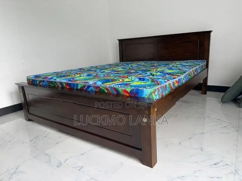 New 72x60 Teak Box Bed With Arpico Hybrid Mattress (Kk5)
