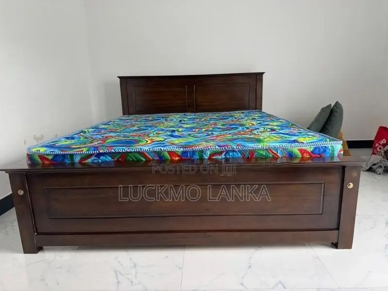 New 72x60 Teak Box Bed With Arpico Hybrid Mattress (Kk5)