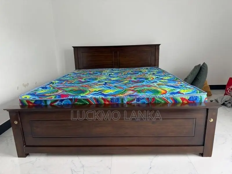 New 72x60 Teak Box Bed With Arpico Hybrid Mattress (Kk5)