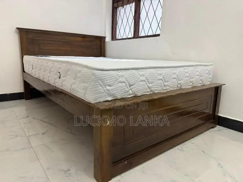 New 72x48 Teak Box Bed With Arpico Spring Mattress 8 Inches (Kk11)