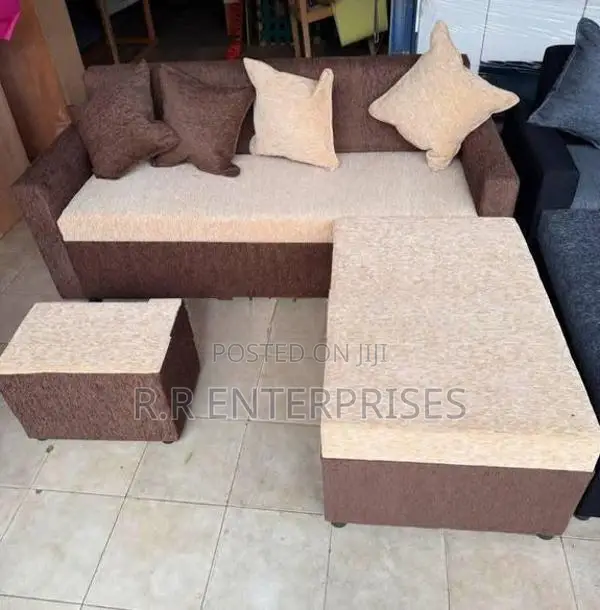 New L Fabric Sofa Set with Stool Pillow
