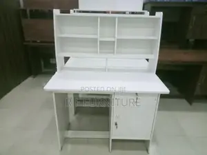 Melamine White Writing Table with Cupboard 4 by 2