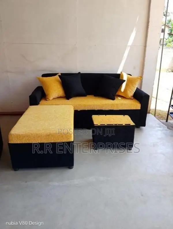 Modern Fabric Sofa Set with Stool Pillow